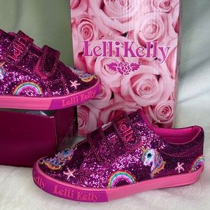 NWT Lelli Kelly Abigail Unicorn Sneaker - PURPLE GLITTER